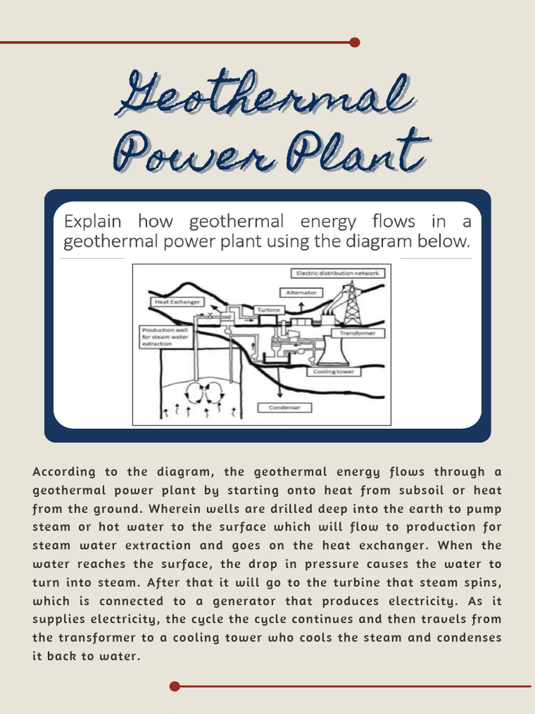 Geothermal Power Plant Flow Explanation | PDF