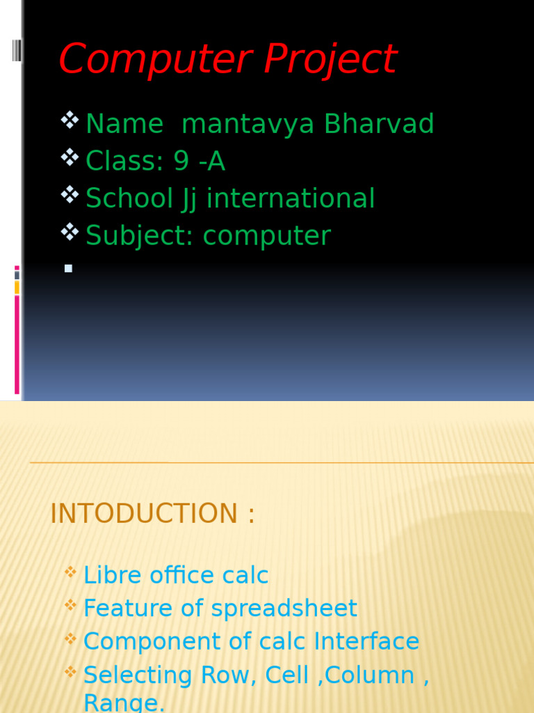 Computer PPT For School Project Divy | PDF | Spreadsheet | Software ...
