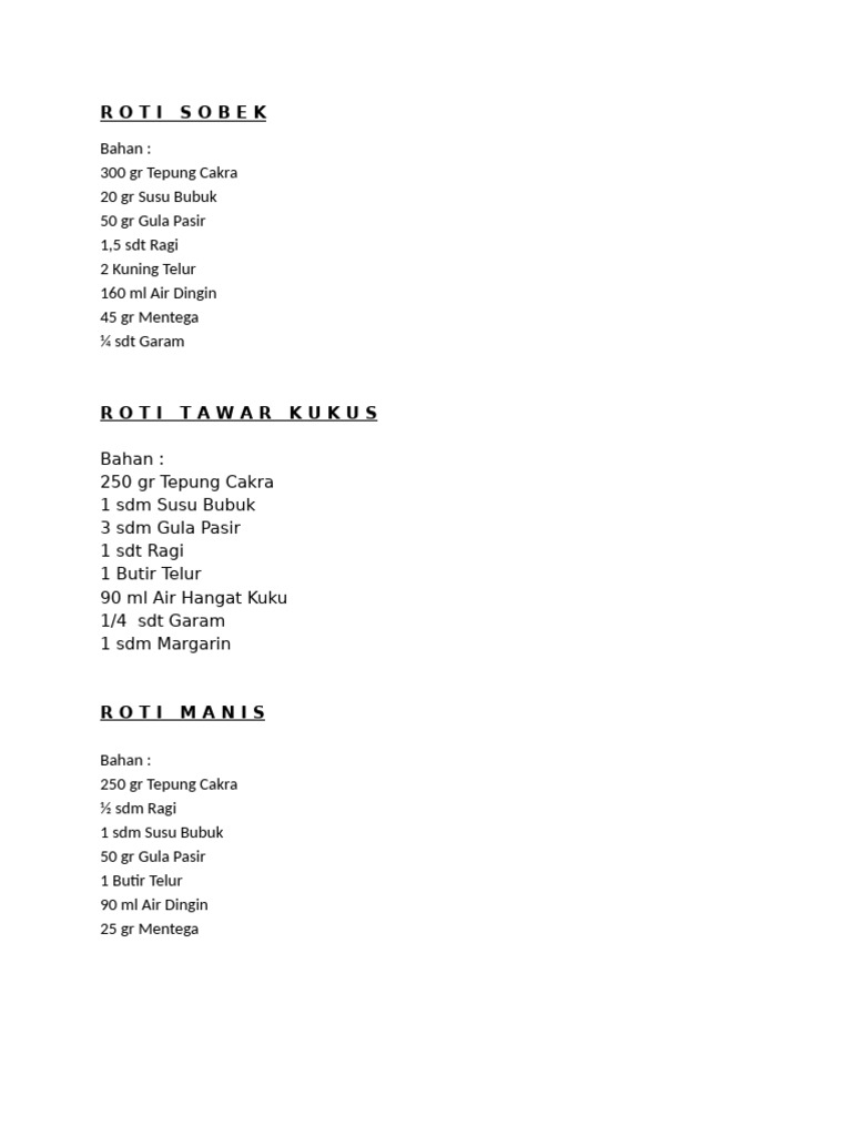 Resep Roti | PDF
