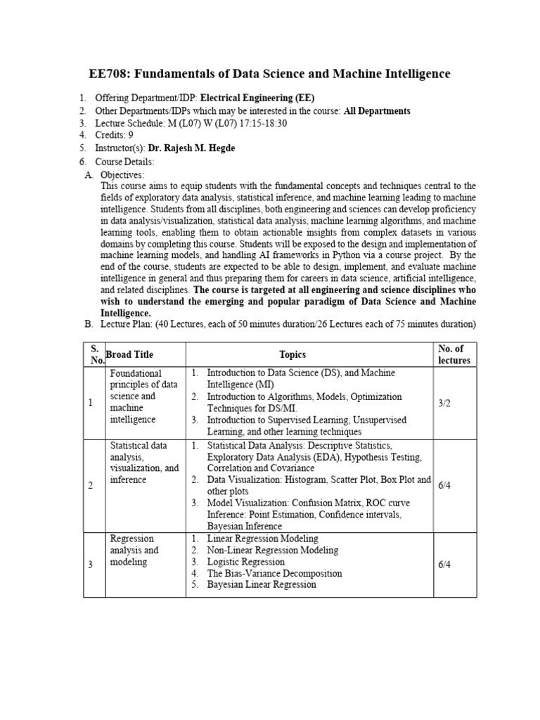 EE708: Data Science Fundamentals | PDF | Machine Learning | Data Science