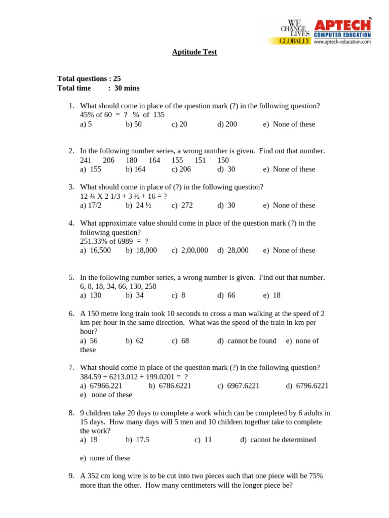 25 Aptitude Test Questions with Answers | PDF | Chess Openings | Chess