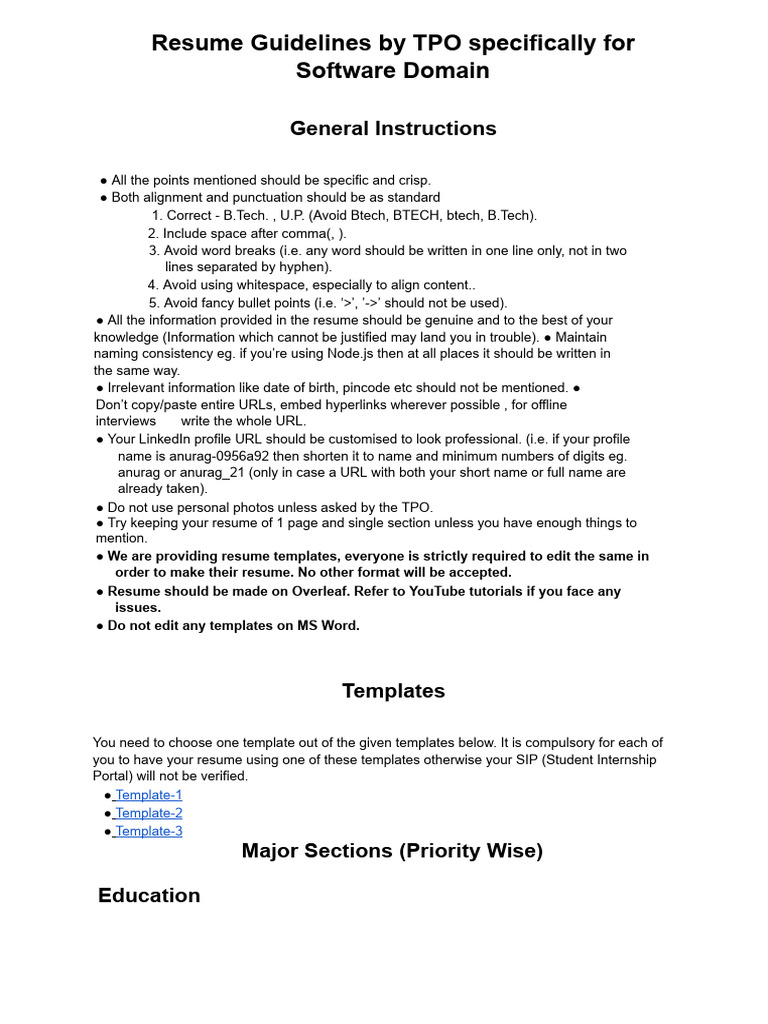 Resume Guidelines for Software Students | PDF | Computer Programming ...