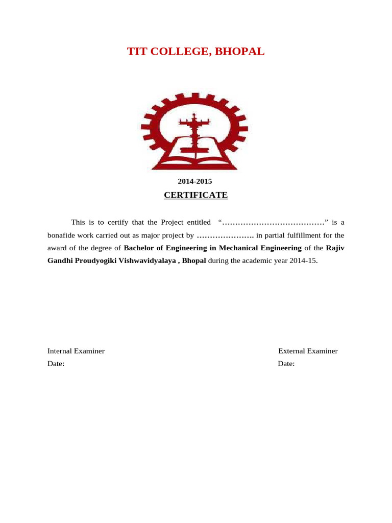 Mechanical Engineering Degree Certificate | PDF
