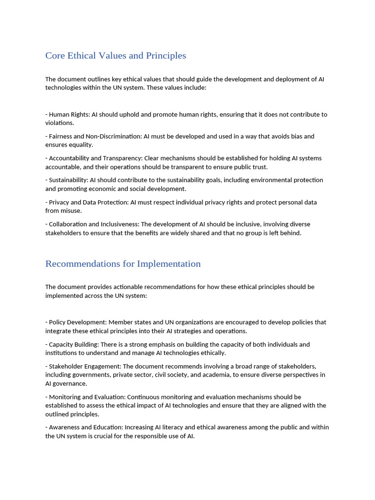 Ethical AI Principles for UN Systems | PDF | Artificial Intelligence ...