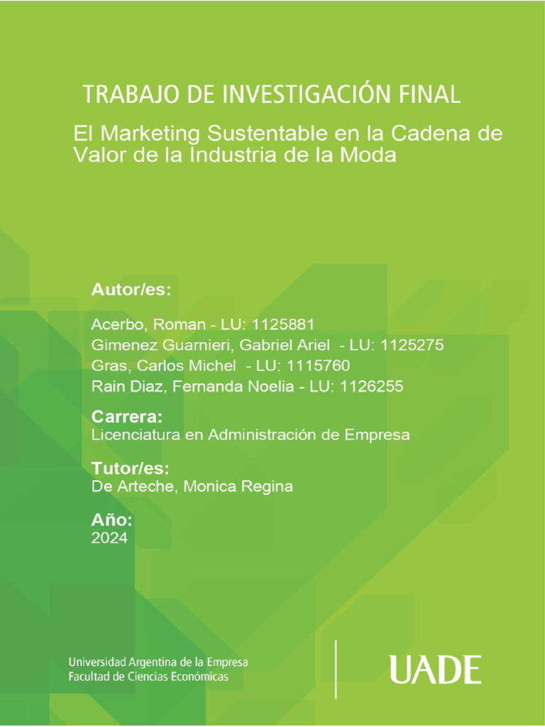 Proyecto TIF - Acerbo, Gimenez, Gras y Rain | PDF | Marketing ...