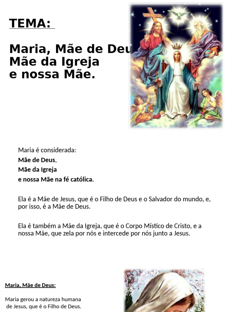 Maria: Mãe de Deus e da Igreja | PDF | Maria, mãe de Jesus | Fé