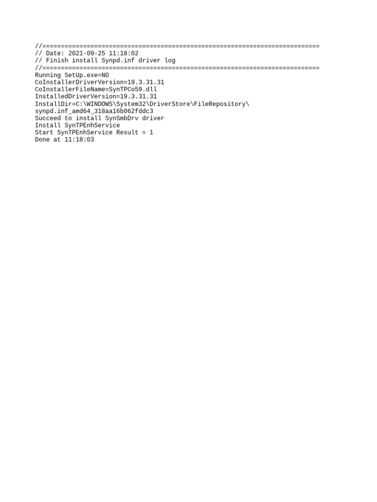 Synpd Driver Installation Log | PDF