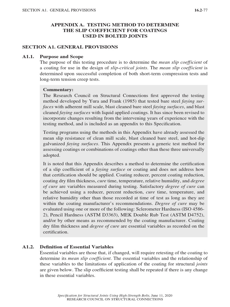 Appendix A Specification For Structural Joints Using High-Strength ...