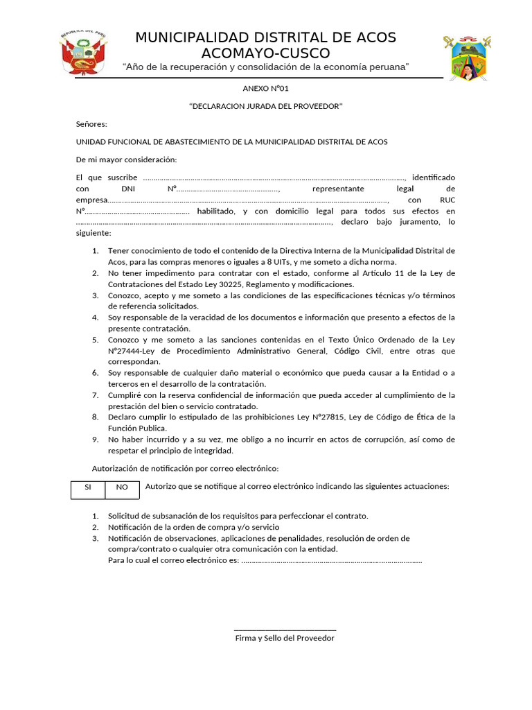 Anexos Provee | PDF