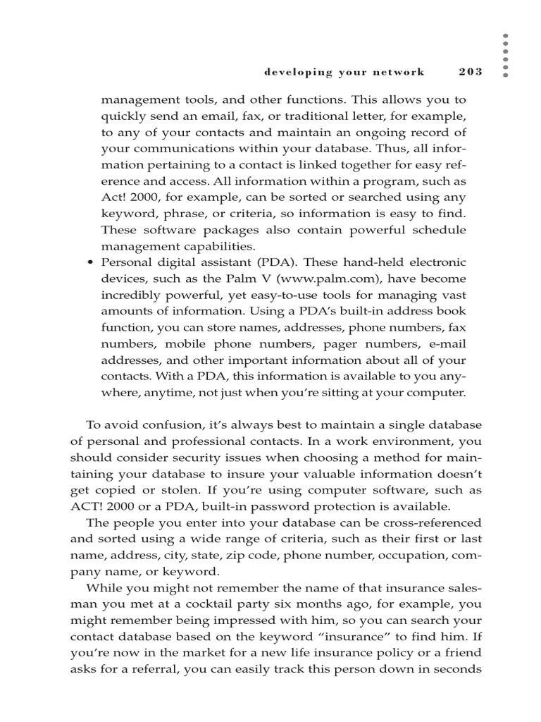 Networking Tools for Contact Management | PDF