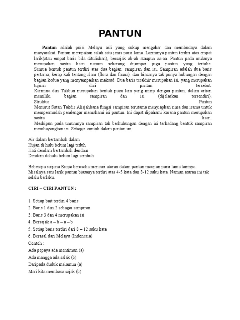 Jenis Jenis Pantun Kelas 5 Sd Blog Untuk Kita