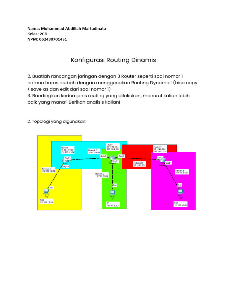 Konfigurasi Routing Dinamis | PDF