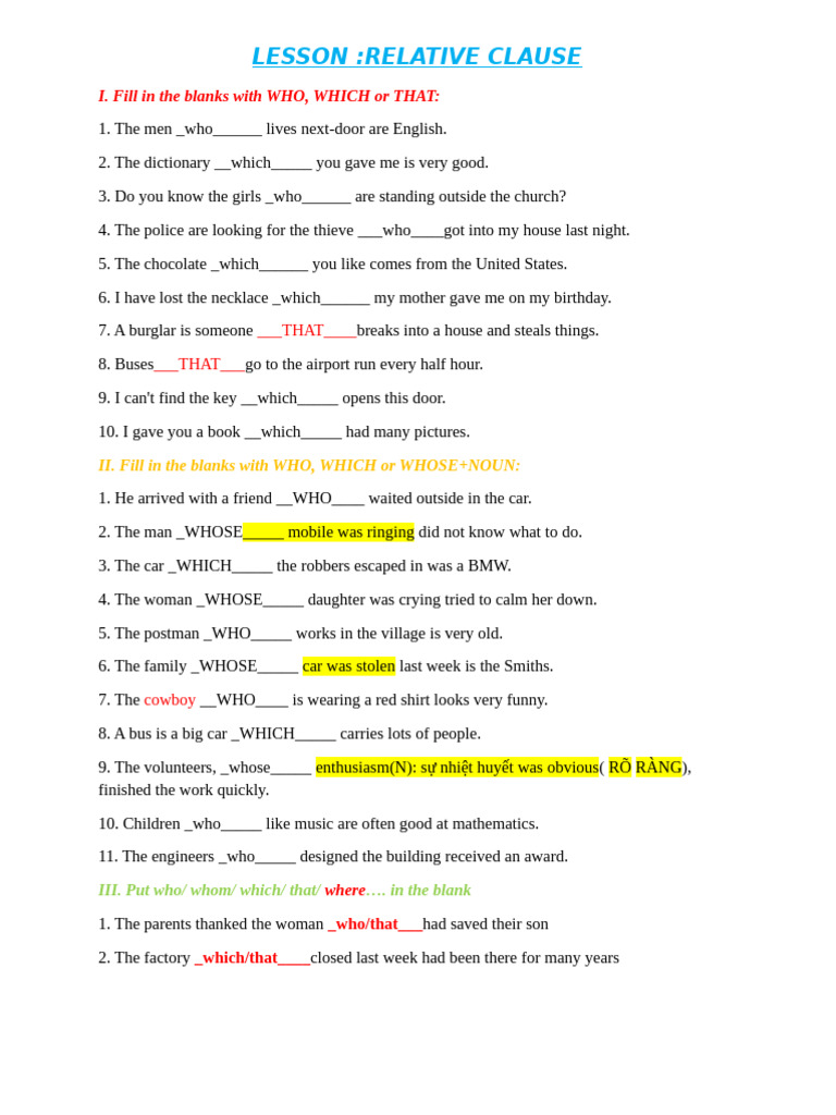 Relative Clauses in English Grammar | PDF