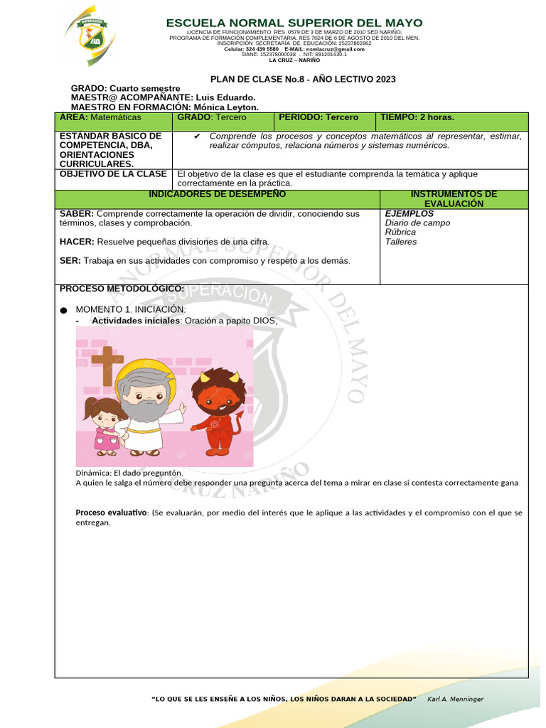 Plan de Clase: División en Tercer Grado | PDF | Escuelas | Aprendizaje