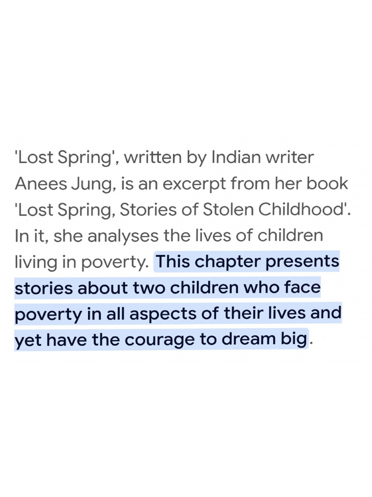 XII Lost spring | PDF