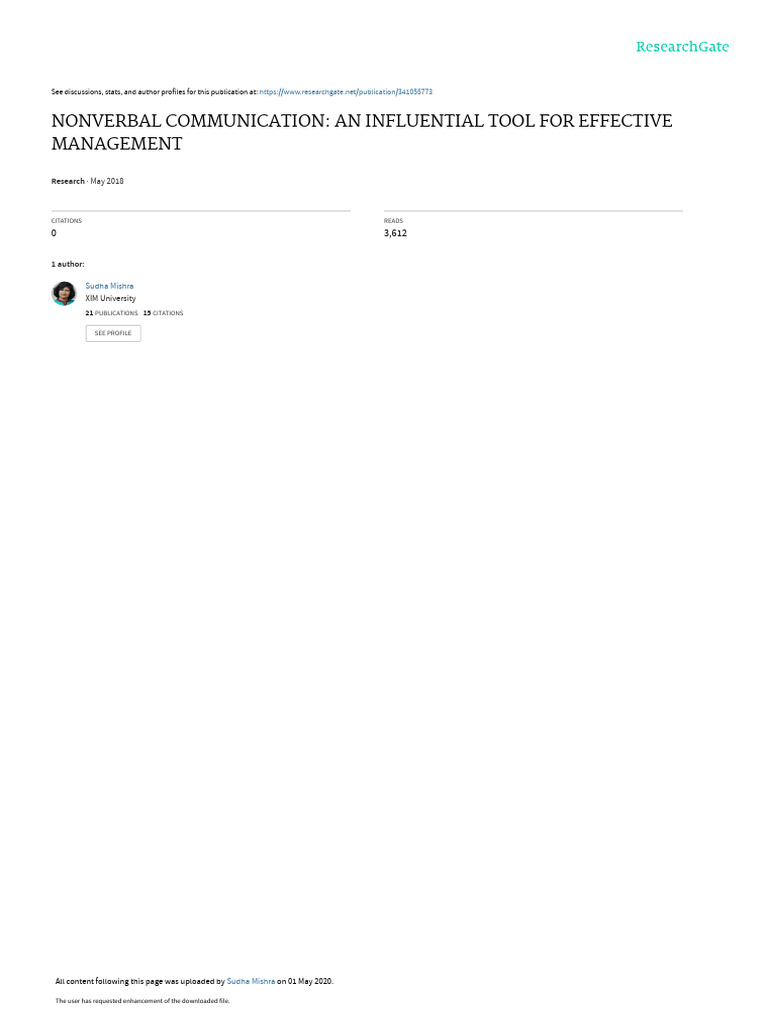 Nonverbal Communication in Management | PDF | Nonverbal Communication ...