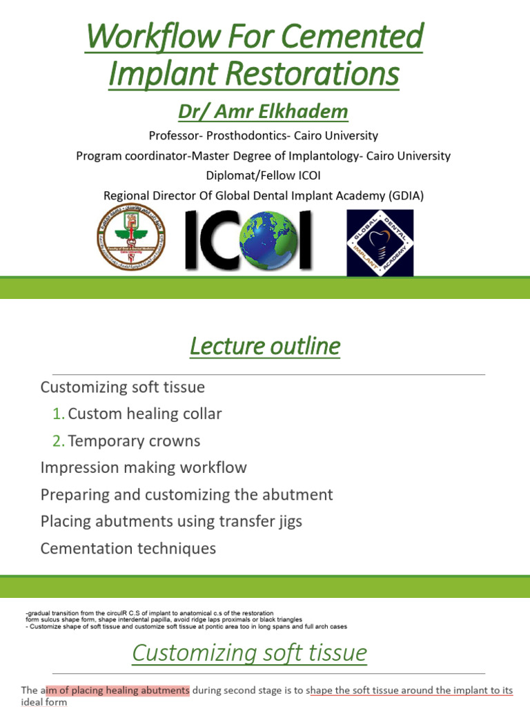 Clinical Workflow for Cementation | PDF | Dental Implant | Dentistry ...