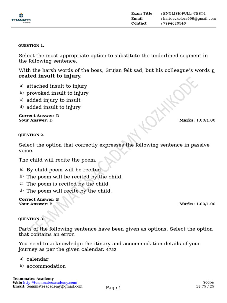 English Full Test 1 324765 | PDF