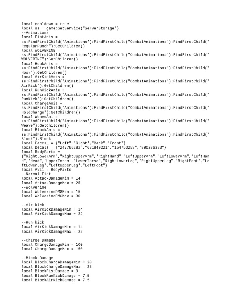 Roblox Combat Animation Script | PDF