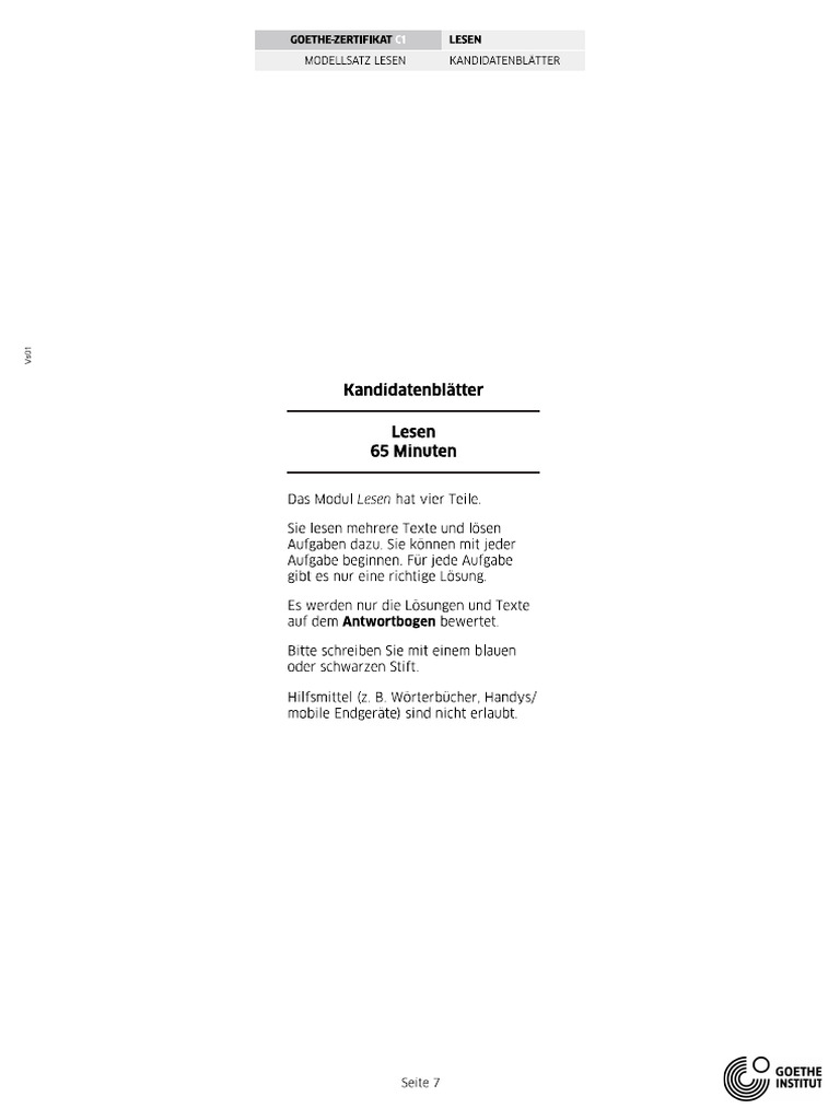 Modelsatz 2024 Lesen | PDF