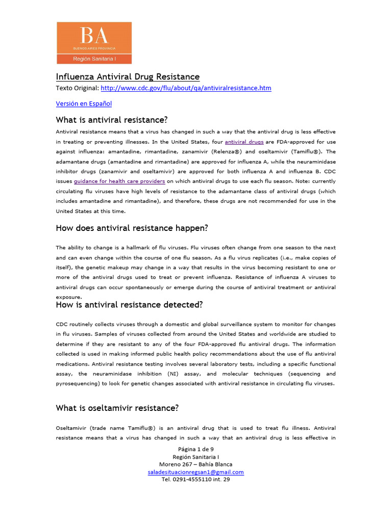 Baloxavir: Antiviral Resistance Overview | PDF | Antiviral Drug | Influenza