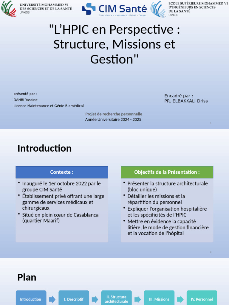 Présentation de l'HPIC : Structure et Missions | PDF | Médecine de ...