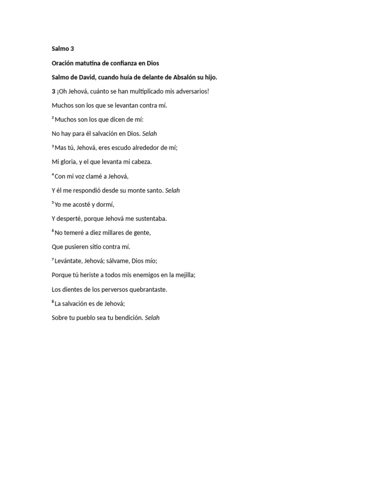 Salmo 3: Confianza en la Adversidad | PDF
