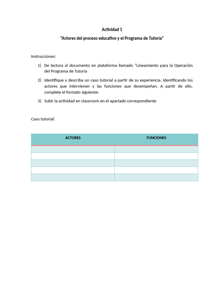 Actores Del Proceso Educativo y El Programa de Tutoría | PDF