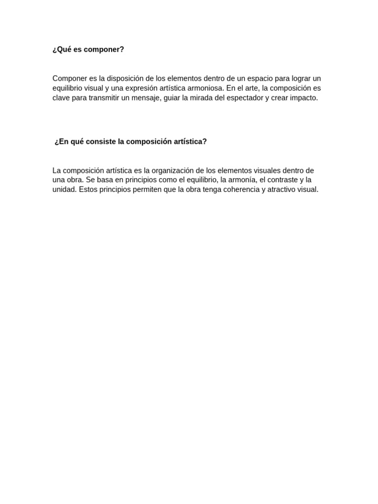 ¿Qué es componer en arte? | PDF