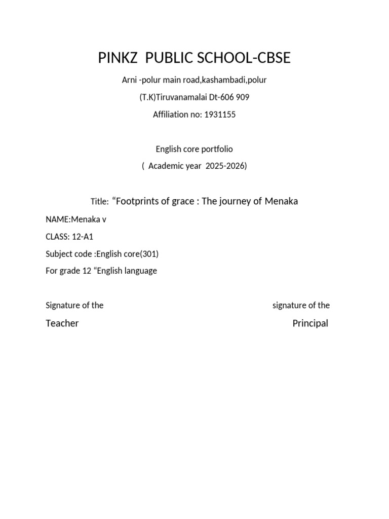 Menaka's Journey at Pinkz School | PDF