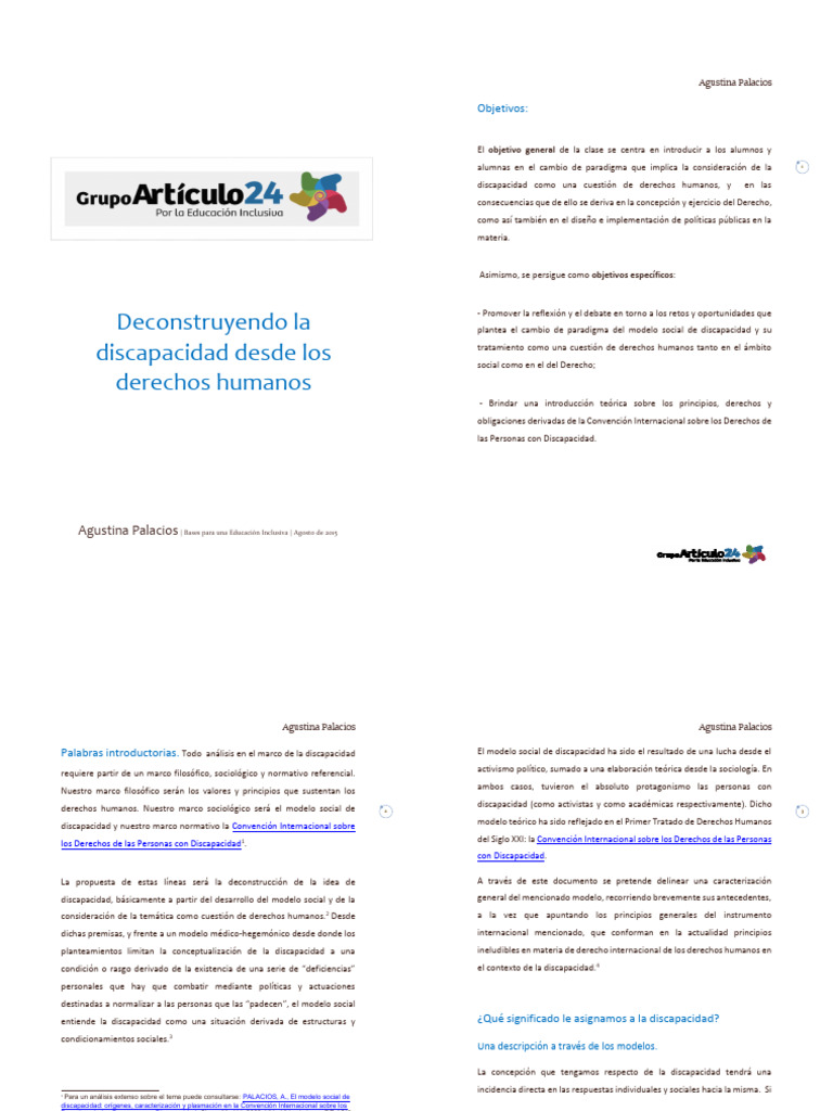 Deconstrucción de la Discapacidad y Derechos | PDF | Invalidez ...