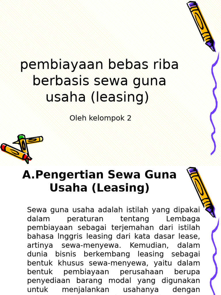 Leasing Syariah: Pembiayaan Bebas Riba | PDF