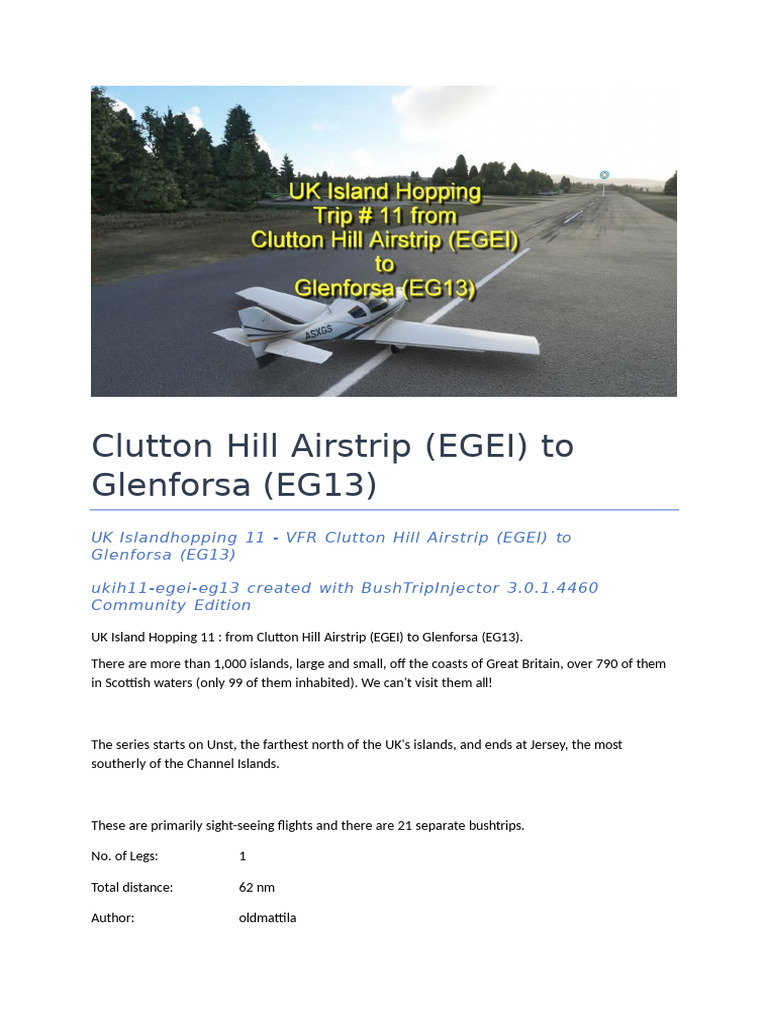 UK Island Hopping-11 VFR Clutton Hill Airstrip (EGEI) To Glenforsa ...