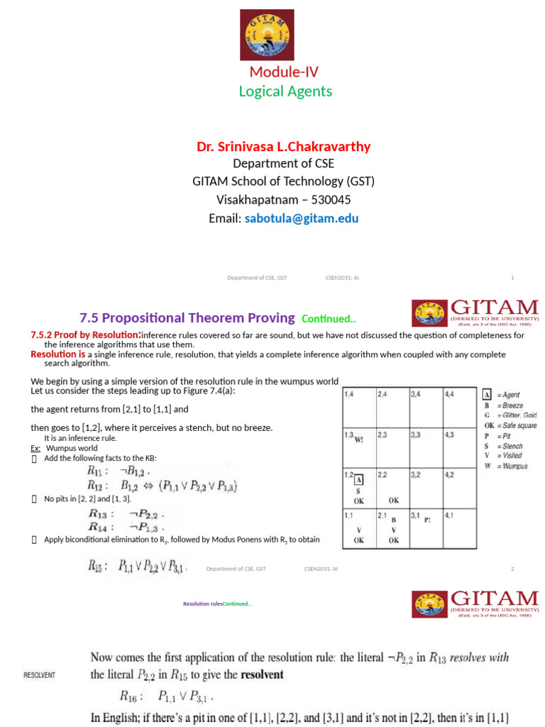 Propositional Logic and Resolution Techniques | PDF | Syntax (Logic ...