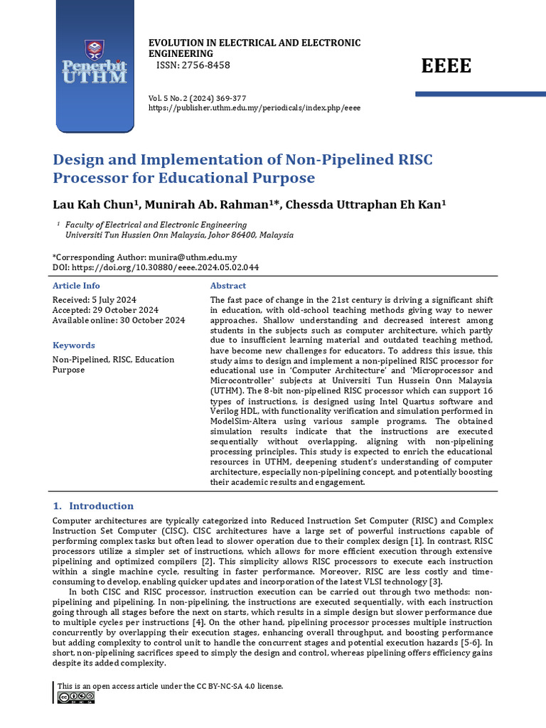 Non-Pipelined RISC Processor Design | PDF | Central Processing Unit ...