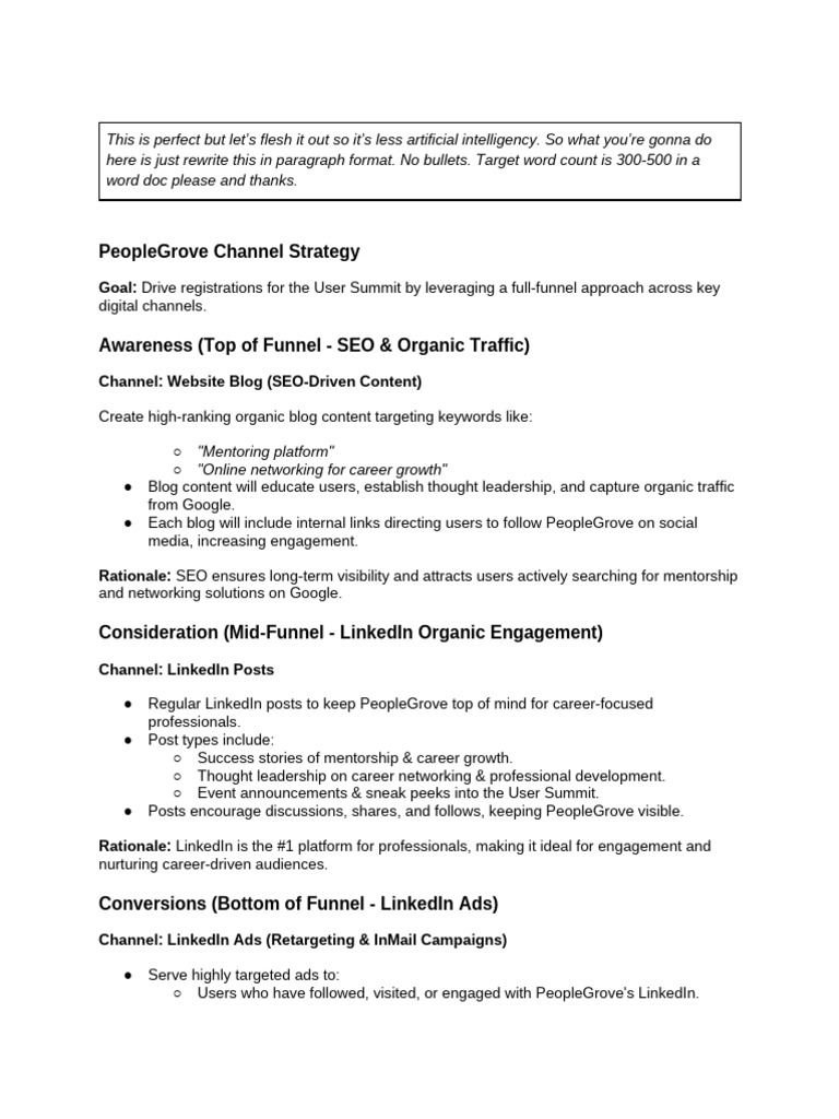 Channel Strategy - Skeleton Draft | PDF