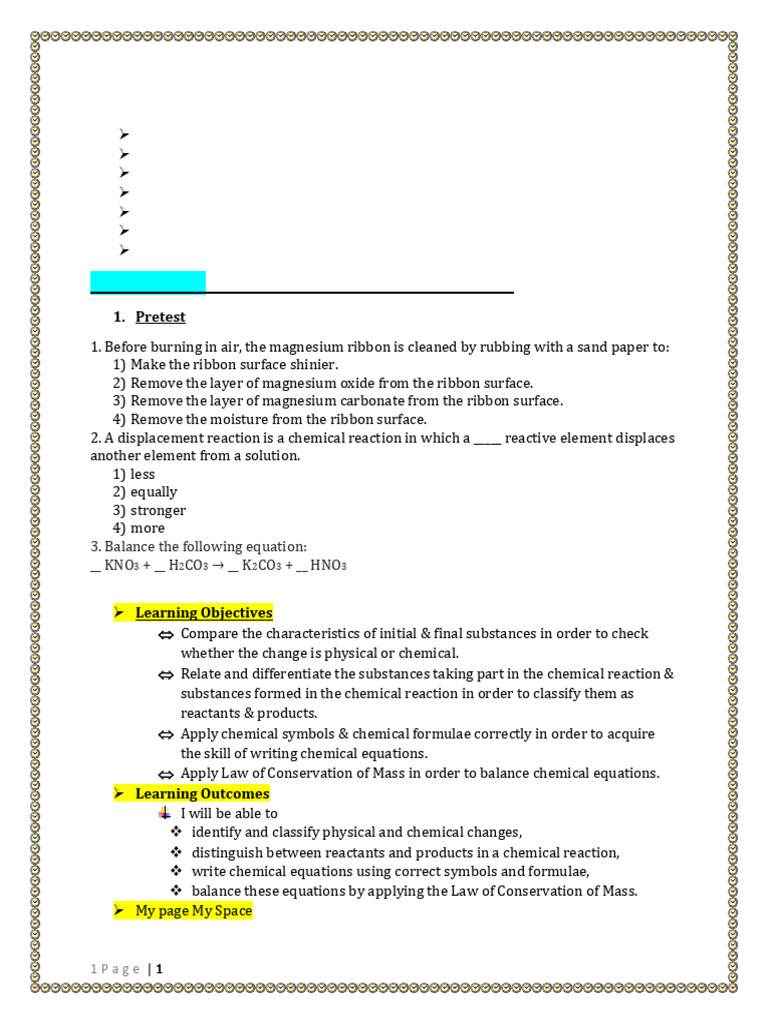Chemical Reactions and Equations Guide | PDF | Chemical Reactions | Oxide