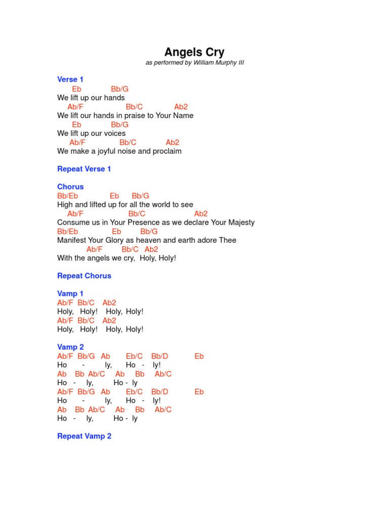 Angels Cry Chord Chart Eb Song Structure Musical Forms