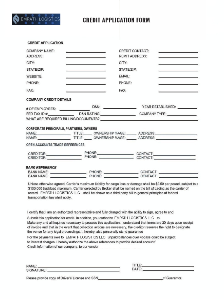 Credit Application | PDF