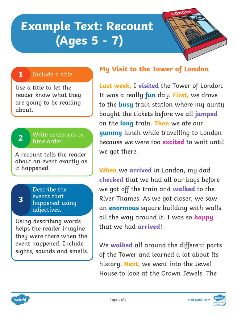 Example Text Recount (Ages 5 - 7) | PDF | Linguistic Typology ...
