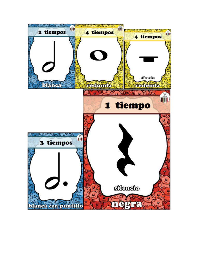 Tarjetas de Figuras Musicales | PDF