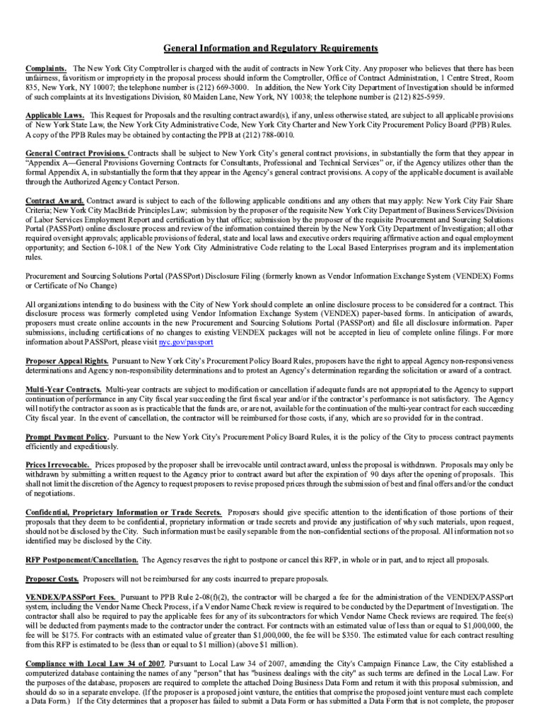 General Info and Regulatory Requirements (RFX | PDF