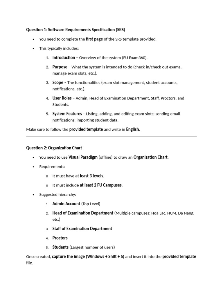 SRS, Org Chart, Use Case for FUE360 | PDF | Use Case | Computing