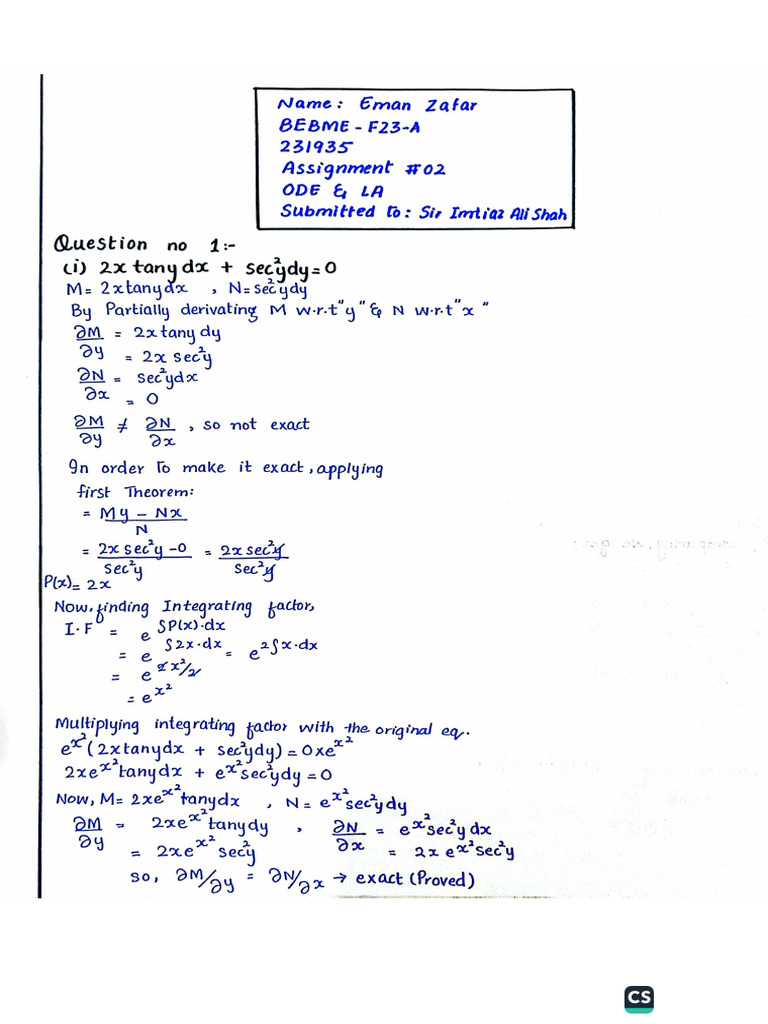 Ode Assignment 2 | PDF