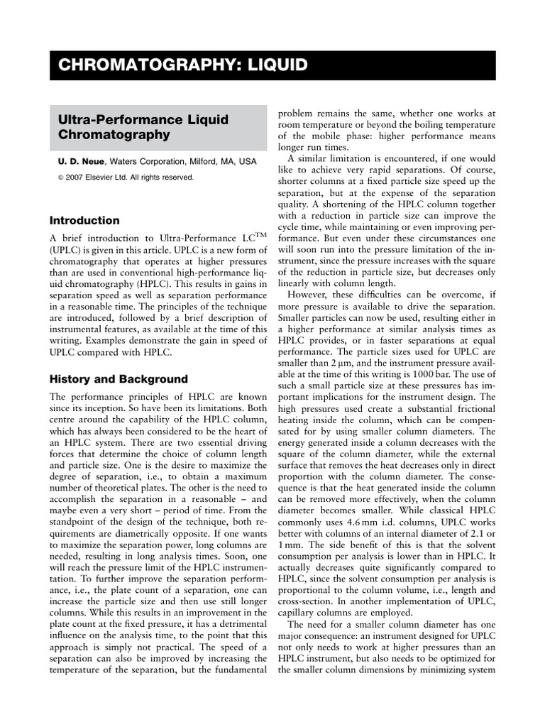 Ultra-Performance Liquid Chromatography | PDF | High Performance Liquid ...
