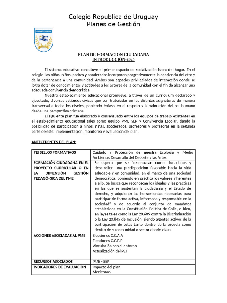 Plan de Formacion Ciudadana 20211-2022 .. | PDF | Escuelas | Democracia