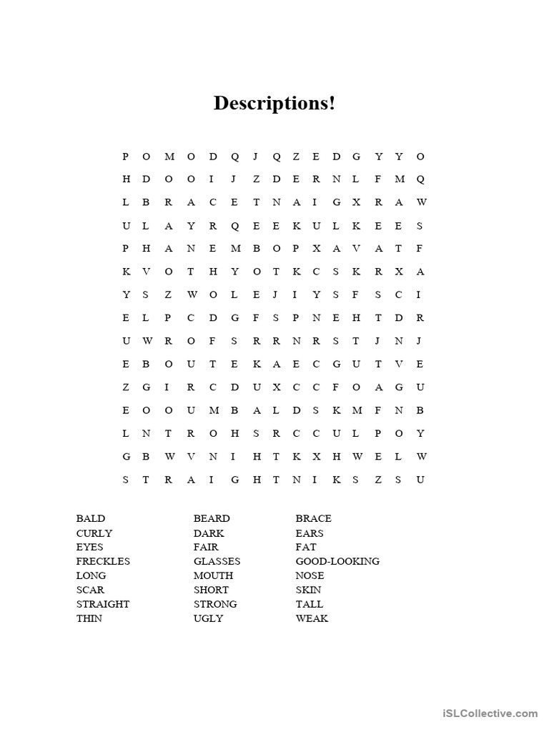 Description Wordsearch | PDF