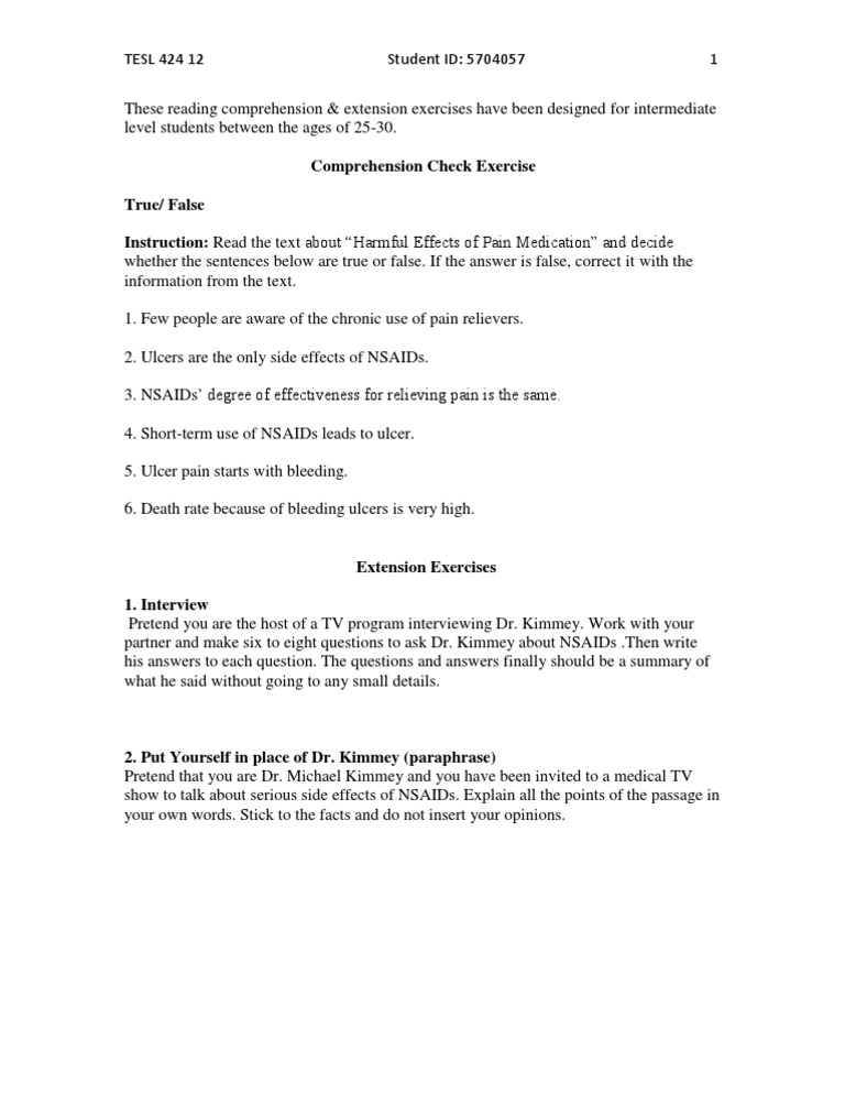 Intermediate Reading Exercises | PDF