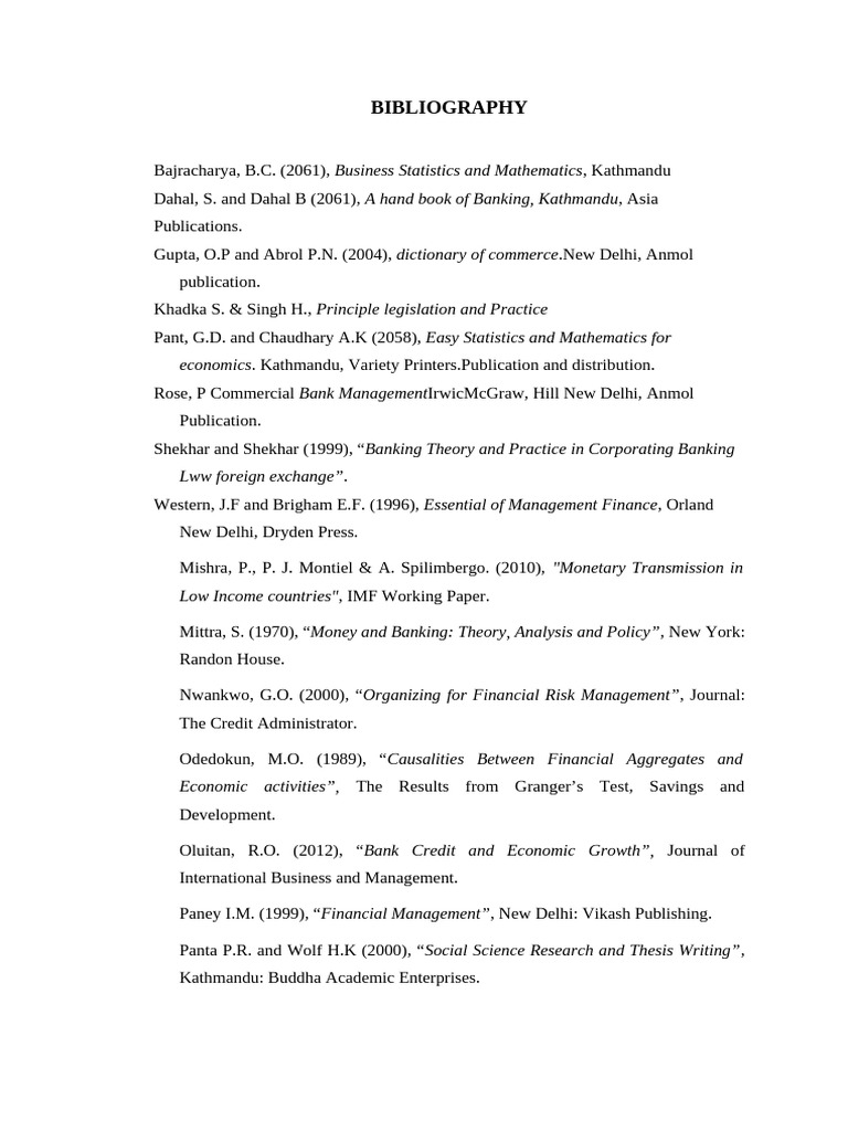Banking and Financial Management References | PDF