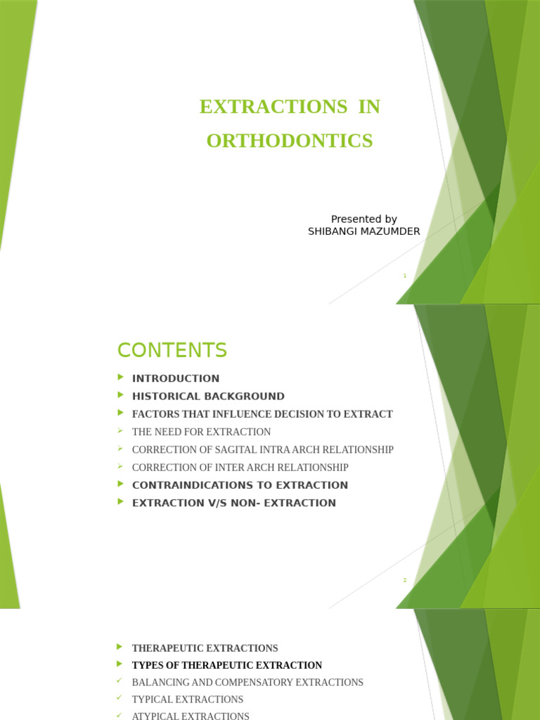Extractions in Orthodontics Overview | PDF | Orthodontics | Tooth
